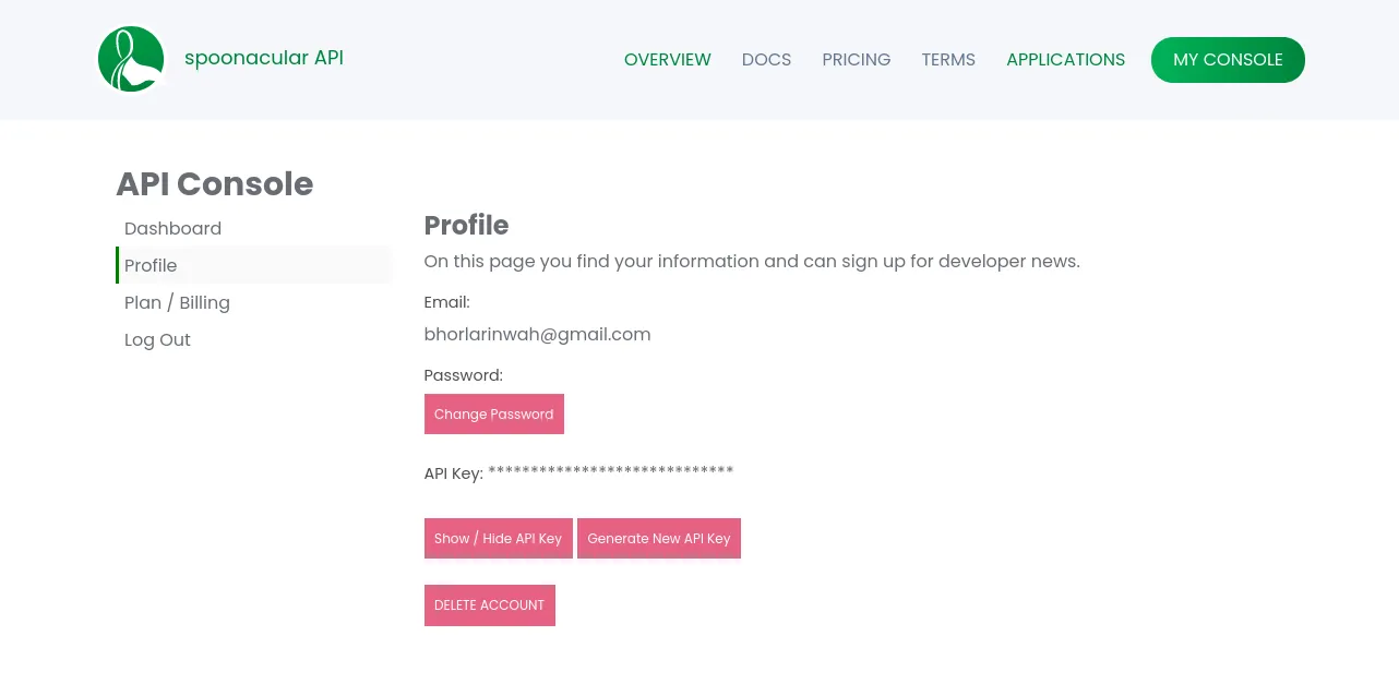 Getting your Spoonacular API key