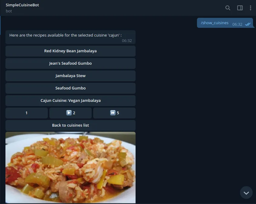 Selecting a recipe